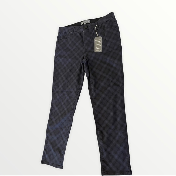Wit & Wisdom Diamond Plaid Blue Ab Solution High Rise Pants - Picture 3 of 8